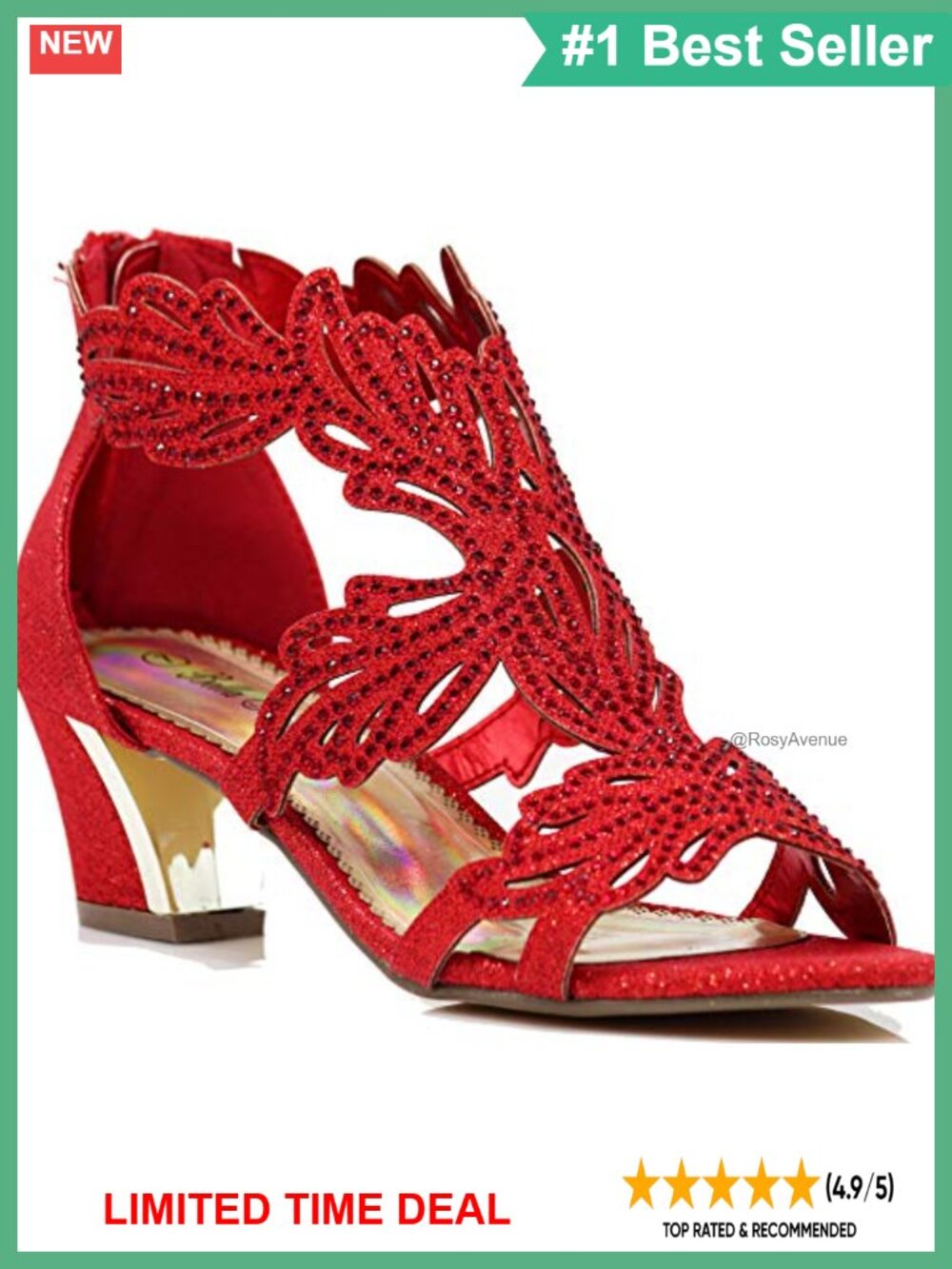 Rhinestone Gladiator Mid-Heel Wedge Sandals Lace-Up Wedding Shoes
